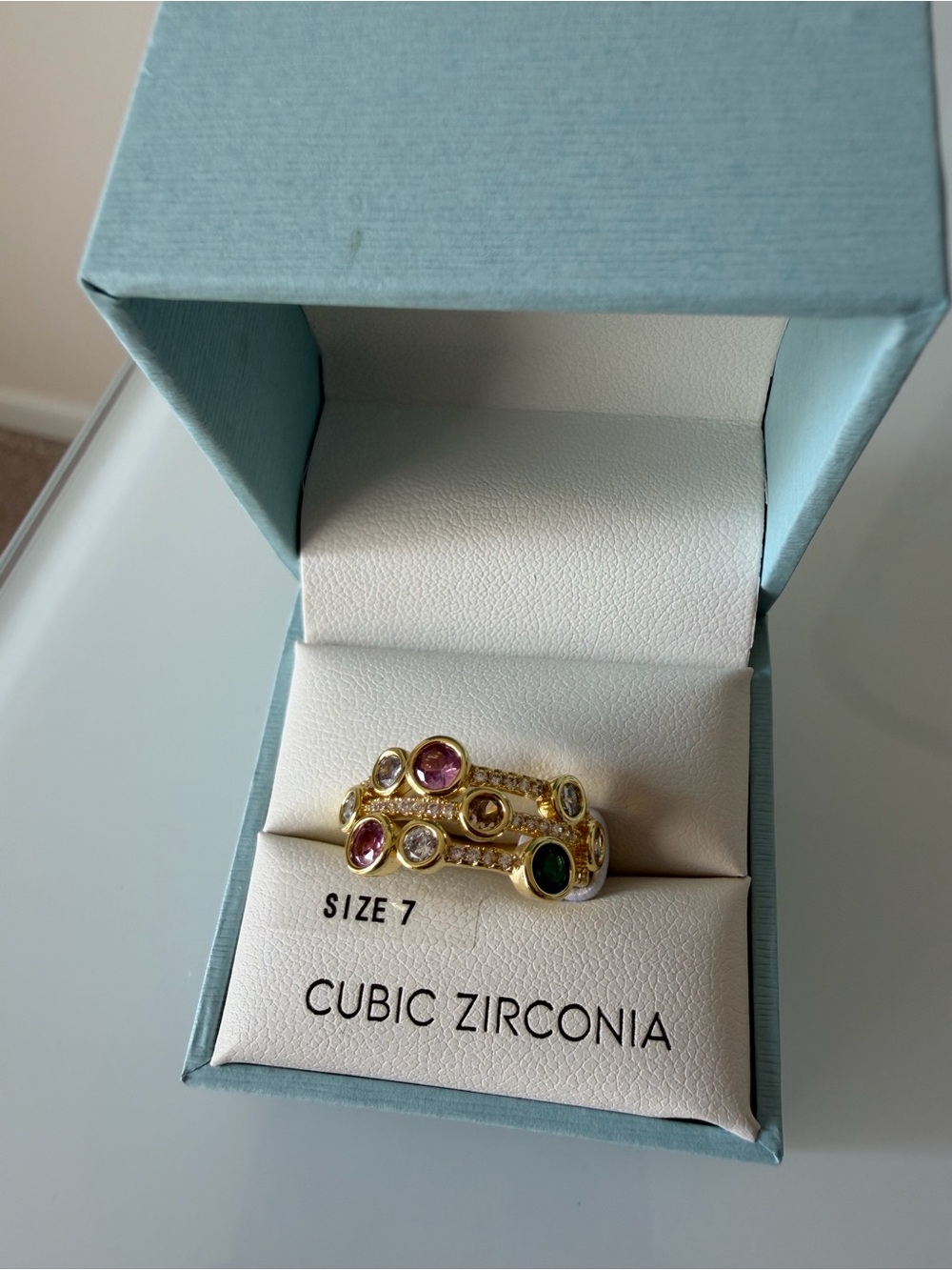 Gold colorful Cubic Zirconia Ring